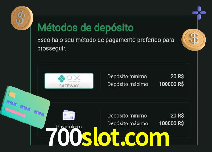 O cassino 700slot.com oferece uma grande variedade de métodos de pagamento